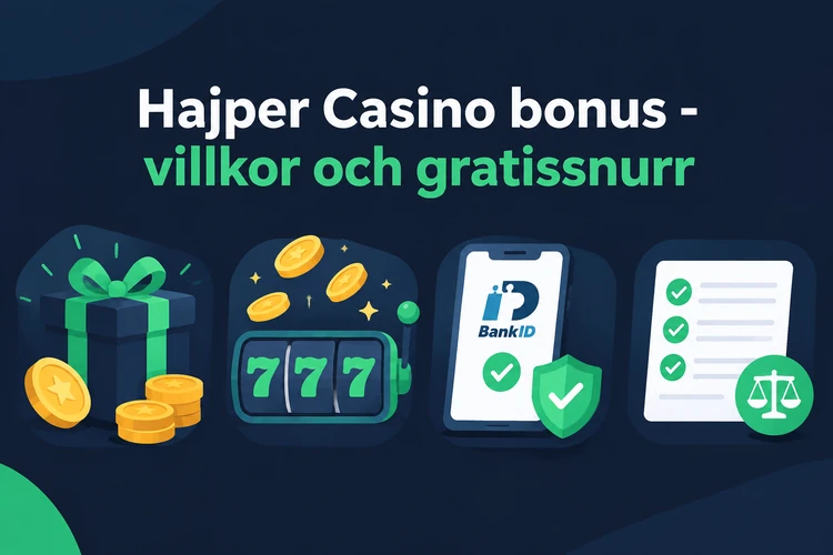 Hajper Casino bonus - villkor, regler och gratissnurr