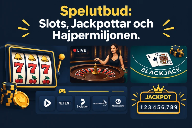 Spelutbud: Slots, Jackpottar och Hajpermiljonen